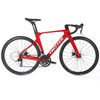 TWITTER Pedal de carbono off-road 24 velocidade bicicleta de estrada com freios de disco e estrutura de fibra de carbono
