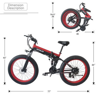 15AH Bateria 26x4.0 polegadas Bicicleta elétrica com motor de 1000W de alta potência e engrenagem de 7 velocidades