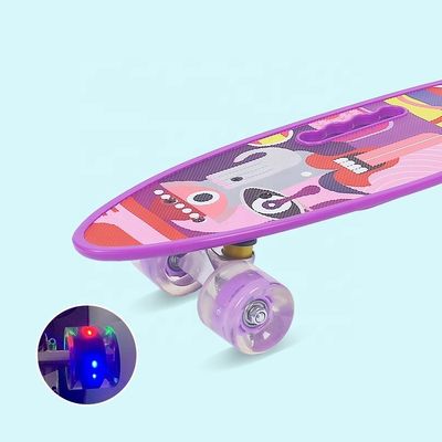 Tabuleiro de peixe pequeno portátil Tabuleiro de skate impresso Quatro rodas Flash Scooter de Mobilidade para meninos e meninas