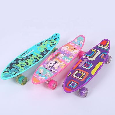 Tabuleiro de peixe pequeno portátil Tabuleiro de skate impresso Quatro rodas Flash Scooter de Mobilidade para meninos e meninas