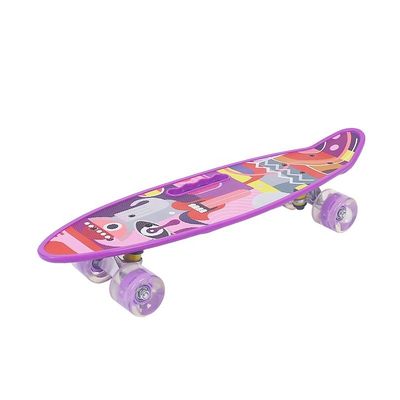 Tabuleiro de peixe pequeno portátil Tabuleiro de skate impresso Quatro rodas Flash Scooter de Mobilidade para meninos e meninas