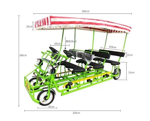 Quadro de aço 26' Tandem 4 rodas Adultos estrada bicicleta turística para a praia Turista andar de bicicleta