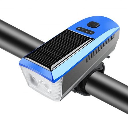 Luz de bicicleta de carregamento solar e USB azul 2000mAh Farol dianteiro para ciclismo rodoviário MTB
