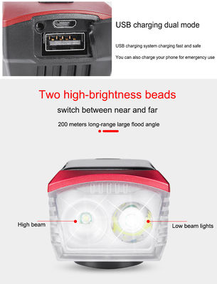 Luz de bicicleta de carregamento solar e USB azul 2000mAh Farol dianteiro para ciclismo rodoviário MTB