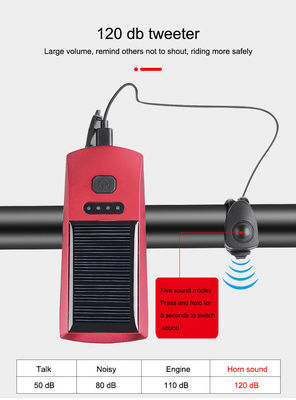 Luz de bicicleta de carregamento solar e USB azul 2000mAh Farol dianteiro para ciclismo rodoviário MTB