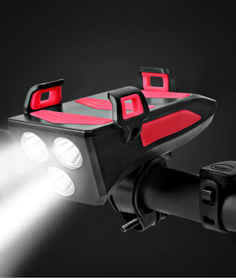 USB Recarregável LED Bicicleta Farol Bicicleta Corno Porta-telefone Powerbank para viagem noturna