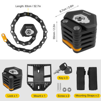 Bicicleta de montanha bicicleta rodoviária fechadura dobrável anti-roubo 85cm com 3 chaves liga de zinco liga de aço