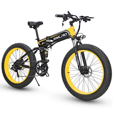 Eletric Bike Fat Pneumatic 13AH SMLRO S11 26x4.0 polegadas 48V 1000W Motor 7 velocidade
