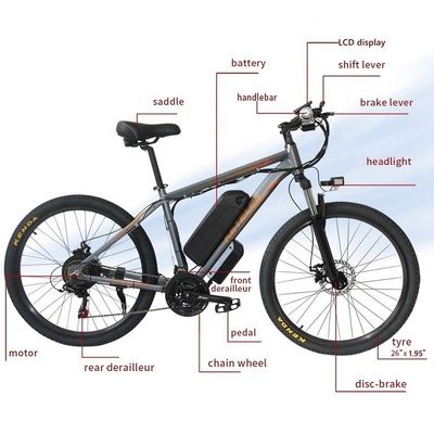 Bicicleta de montanha elétrica de 26 &quot;E-Bike com bateria de lítio de 48V 13Ah e poderoso motor de 500W