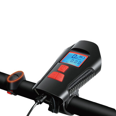 Carregamento USB preto Bicicleta Luz dianteira Lâmpada de mão Ciclismo cabeça Luz medidor de velocidade tela LCD