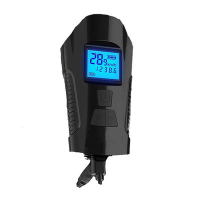 Carregamento USB preto Bicicleta Luz dianteira Lâmpada de mão Ciclismo cabeça Luz medidor de velocidade tela LCD