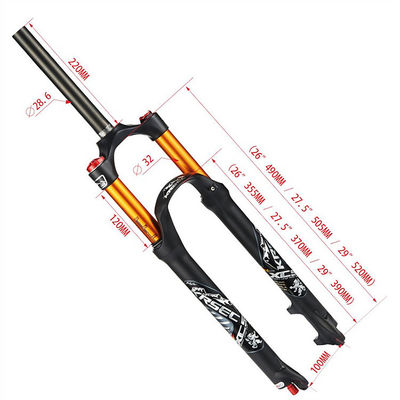 24-28 polegadas MTB Bicicleta Air Shock Forks Suspensão Forks freio para 700c Direção comprimento 220m
