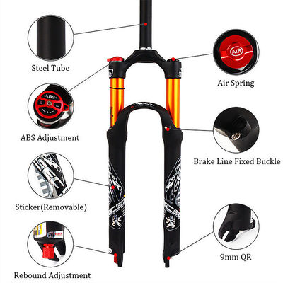 24-28 polegadas MTB Bicicleta Air Shock Forks Suspensão Forks freio para 700c Direção comprimento 220m